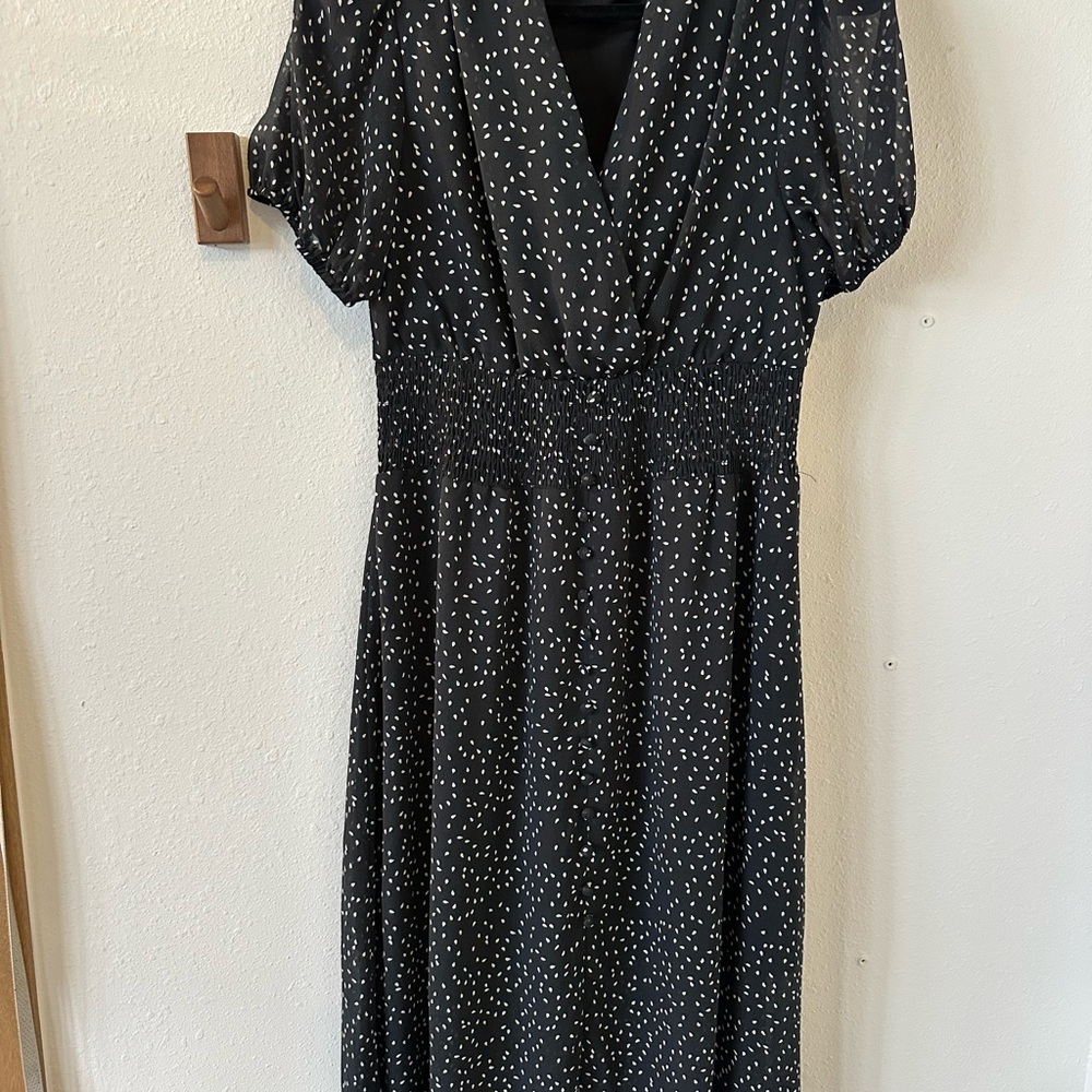 Elegant Black and White Polka Dot Dress